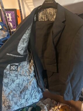 Joseph Abboud Black Men's Suit with Silver Paisley Lining